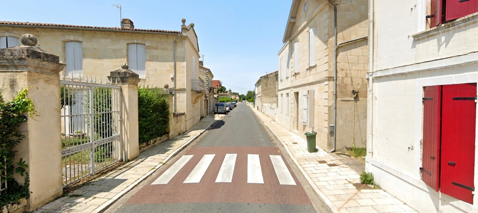 Rue d'Ambès avec maisons en pierre calcaire - entreprise de rénovation Les Artisans Bordelais